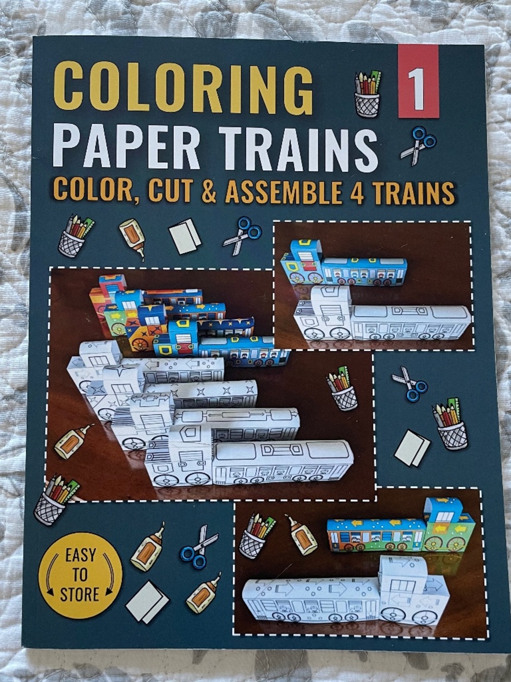 Brand New Activity Book “Colorimg Paper Trains 1” by Mike Junior Paperback 67pgs